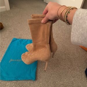 Jean Michel Cazabat Suede open toe bootie heel